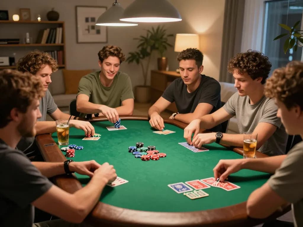 fly88 đăng nhập for an exhilarating poker game night with friends in a cozy home.