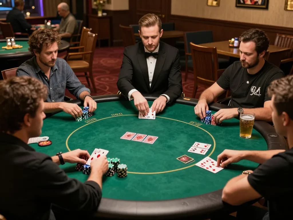 Players engaging in a thrilling poker game at SC88 casino, showcasing competitive spirit and social interaction.
