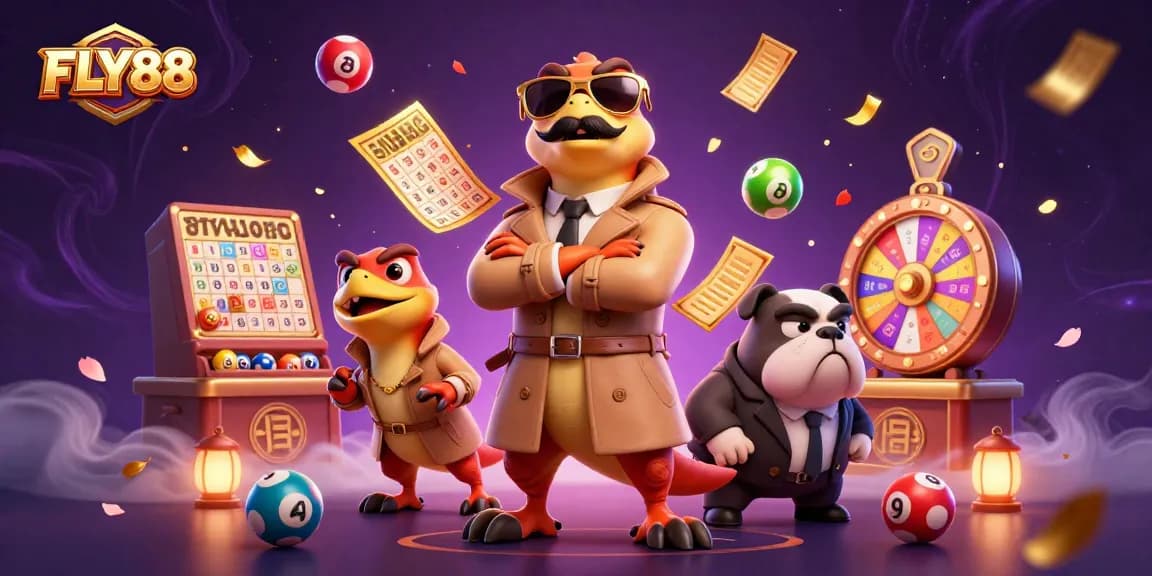Catch FLY88's thrilling casino experience with raptors entering a VIP lounge in a fun digital art scene.