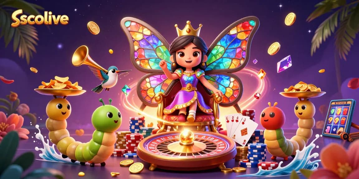 Engage in a thrilling game with socolive, highlighted by colorful butterflies and dynamic casino elements.