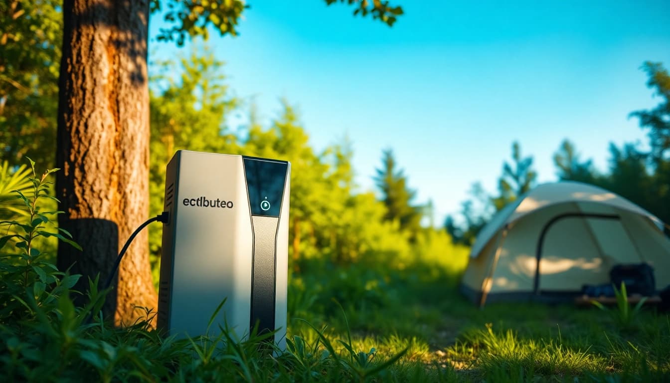 EcoFlow power station in a scenic outdoor setting, showcasing its innovative design and functionality.