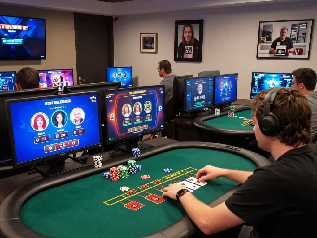 Player engaging in online games with gg88 interface on multiple screens showcasing classic casino action.