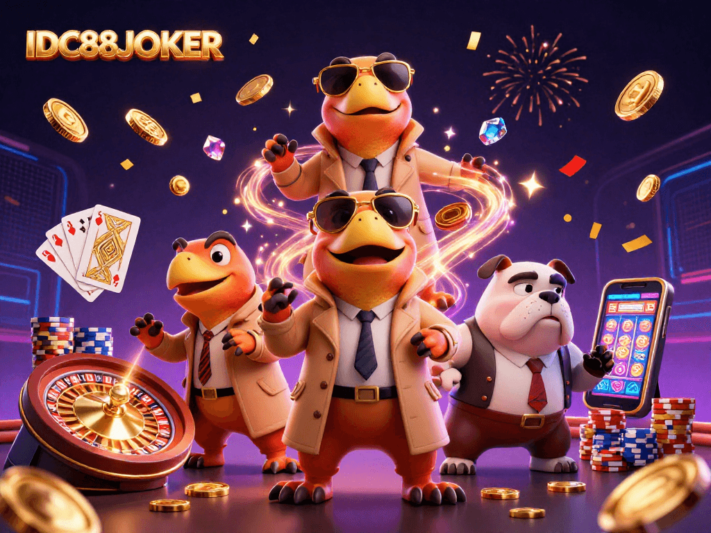 Experience the thrilling IDC88JOKER platform with vibrant casino settings and exciting activities.