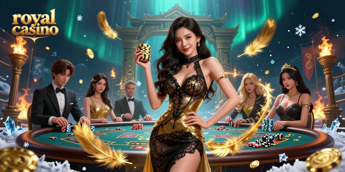 Engage in high-stakes play at royal casino with luxurious atmosphere and golden chips.