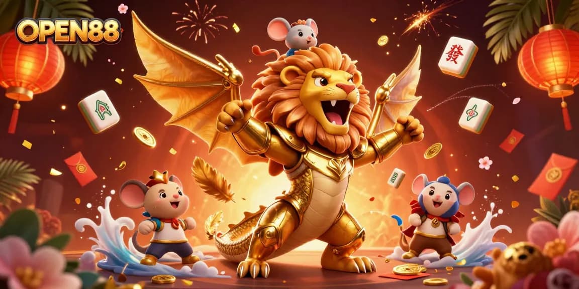 Experience thrilling gaming adventures at OPEN88 with fiery golden visuals and exciting elements.