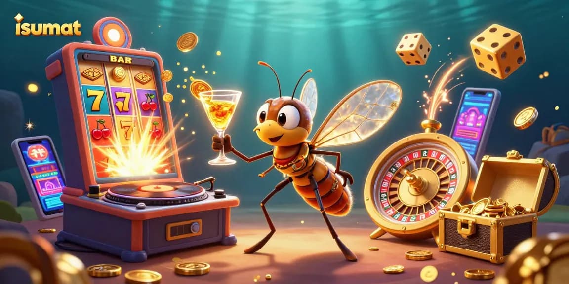Experience the vibrant isumat casino scene with characters and thrilling gameplay elements bursting with excitement.
