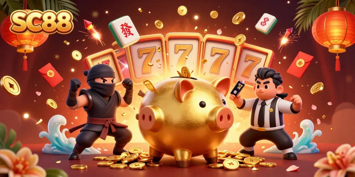 Experience SC88's thrilling gameplay with a lively casino scene featuring unique characters.