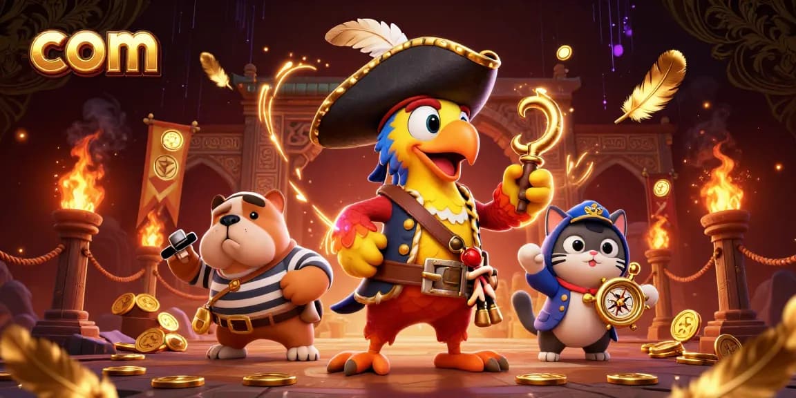 Join the fun with com as the pirate captain directs playful gambling activities in a vibrant casino scene