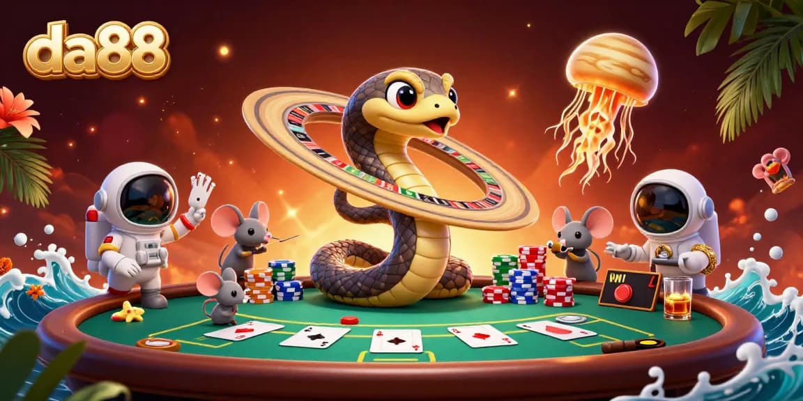 Place your bets strategically with da88 in this colorful cosmic casino scene.