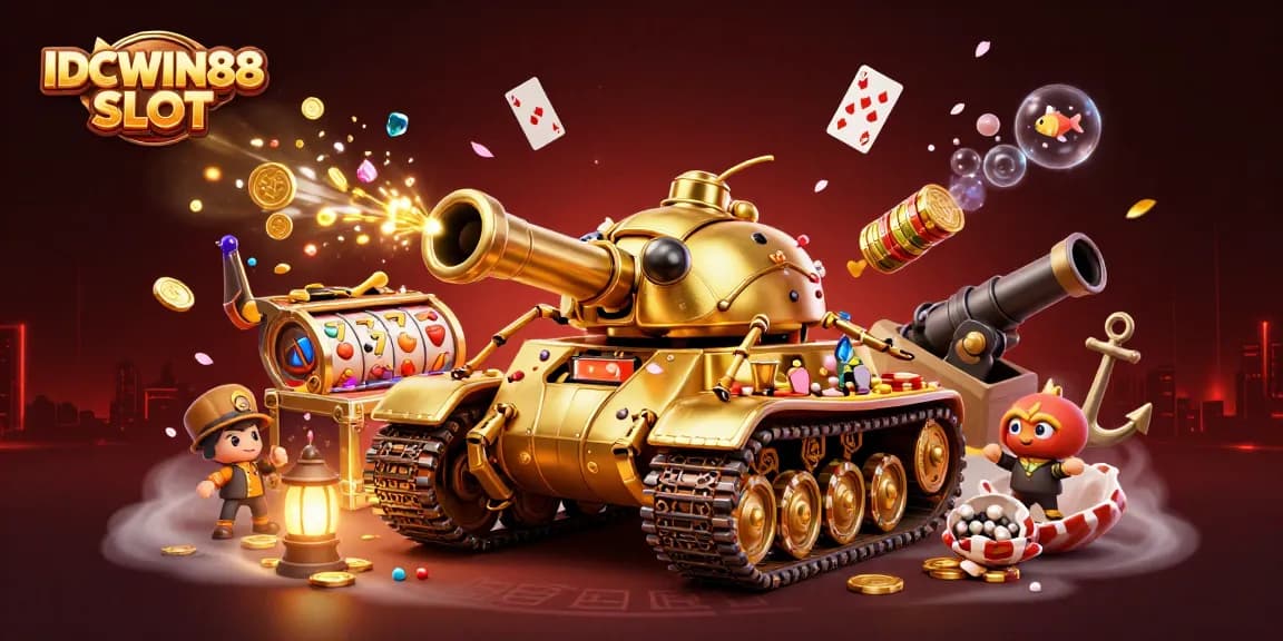Experience winning excitement with IDCWIN88 SLOT featuring a vibrant mini casino scene packed with action.
