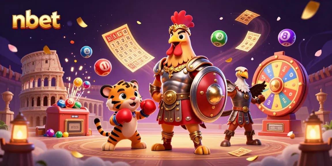 Engage with nbet's thrilling lottery scene featuring lively characters and elements.