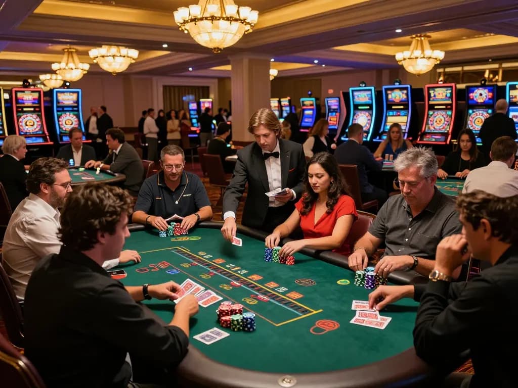 Players at MB66 casino table strategically placing bets while engaging in live blackjack.