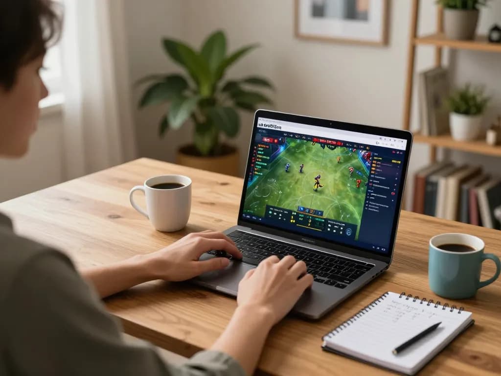 Player engaging in live sports betting on god55vn from a cozy home setup with warm ambiance