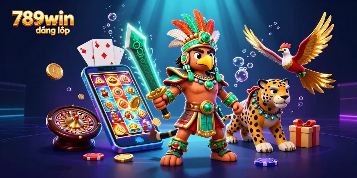 Play exciting games at 789win đăng nhập with vibrant casino characters and slot machines