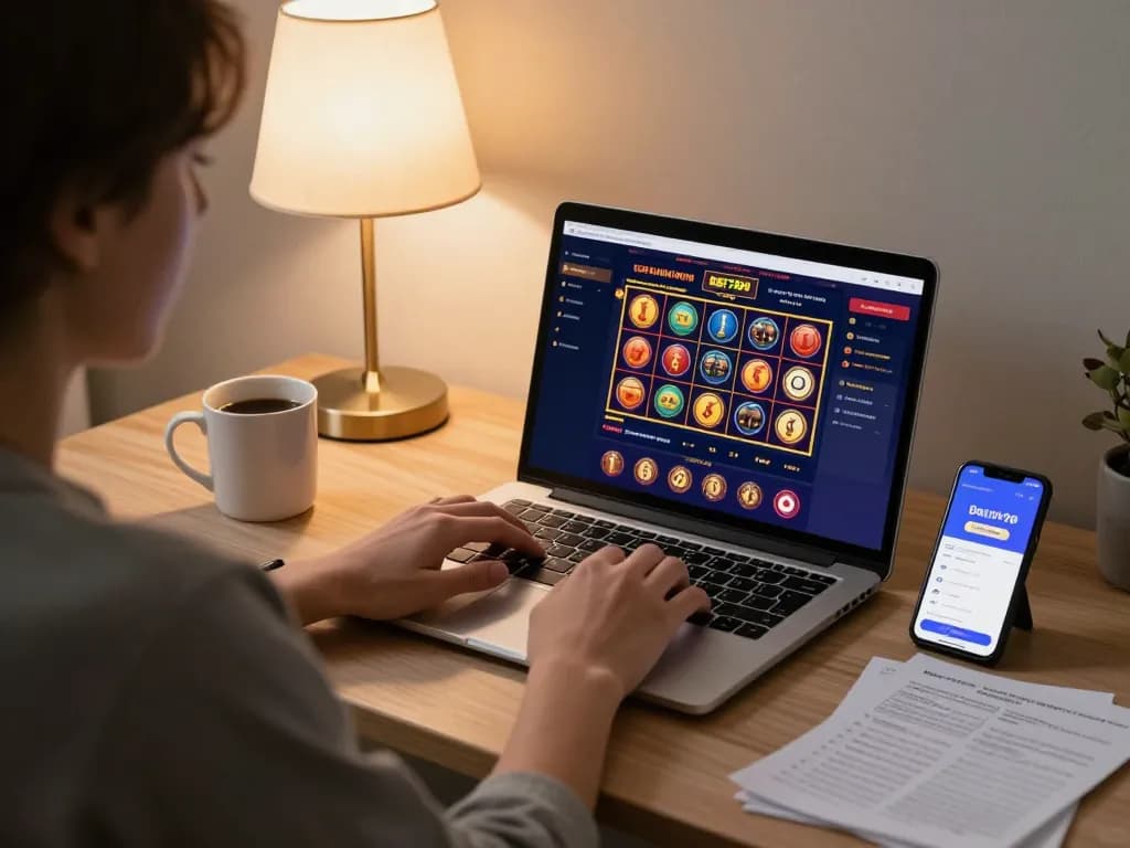 Engaging moment on bet789 app as player spins slots for online casino victory.