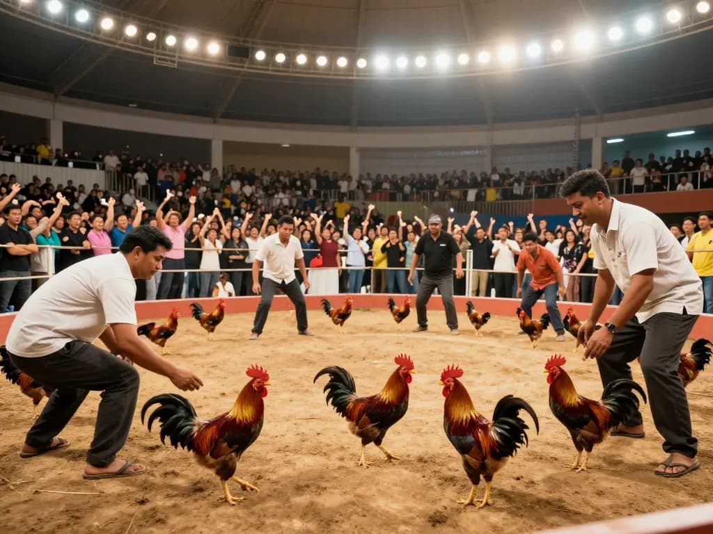View of a live rooster fighting match at Thường Phước, emphasizing the excitement of trực tiếp đá gà thường phước.