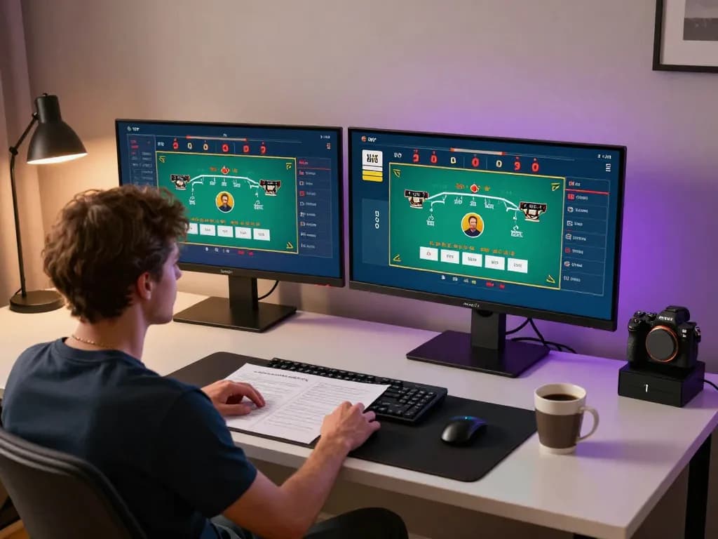 Player strategizing with multiple screens showcasing 789wincom games during an online gaming session.