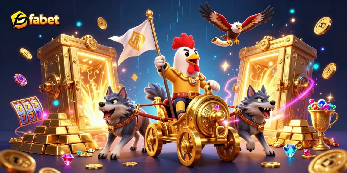 Engage with fabet's exciting casino atmosphere featuring a rooster warlord and fortune elements.
