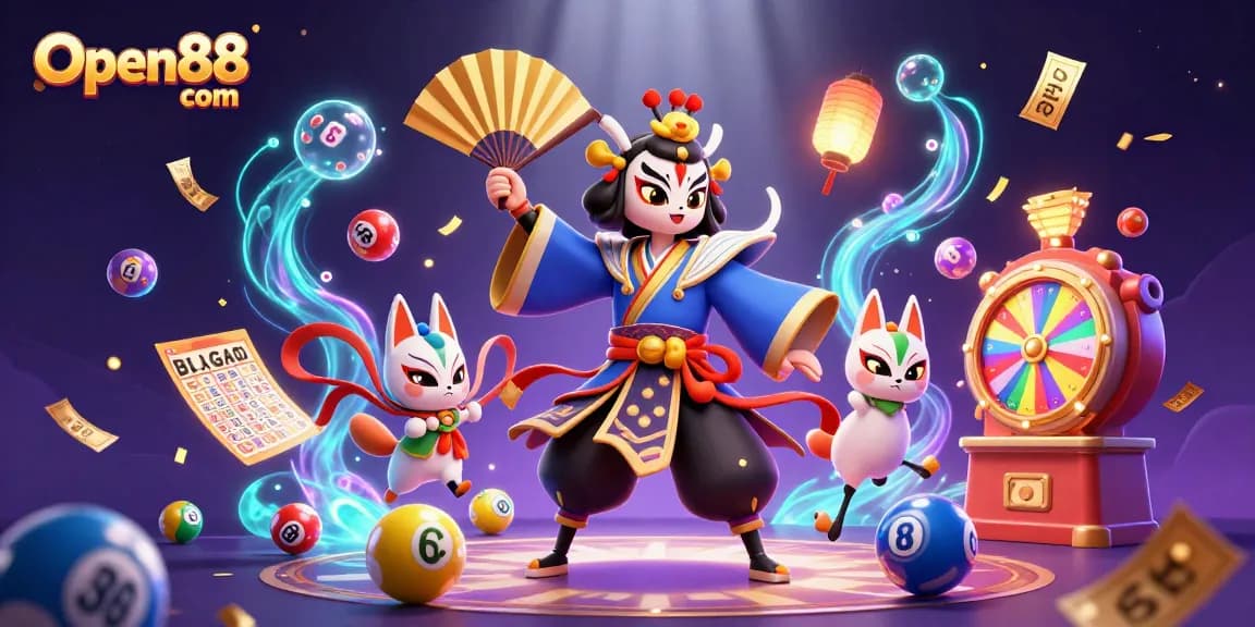 Engage with Open88 com's vibrant lottery experience featuring dynamic characters and exciting game elements.