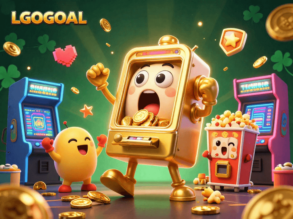 Spin the reels and win with LGOGOAL in this dynamic slot machine celebration!
