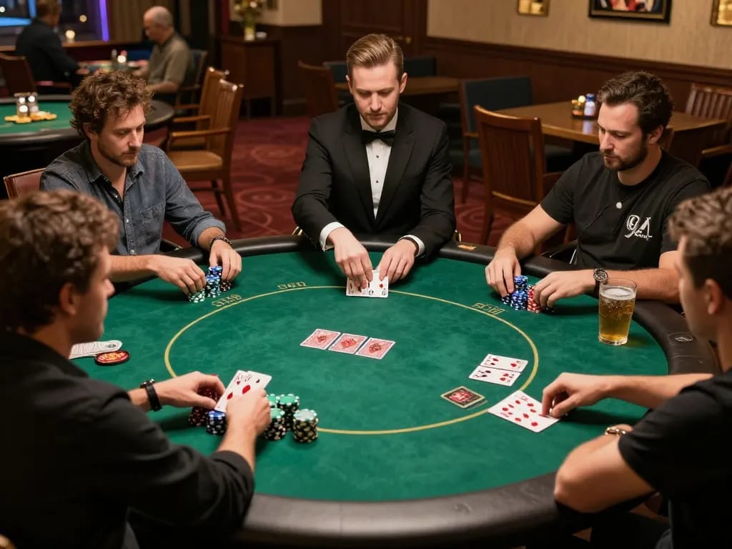 Players engaging in a thrilling poker game at SC88 casino, showcasing competitive spirit and social interaction.