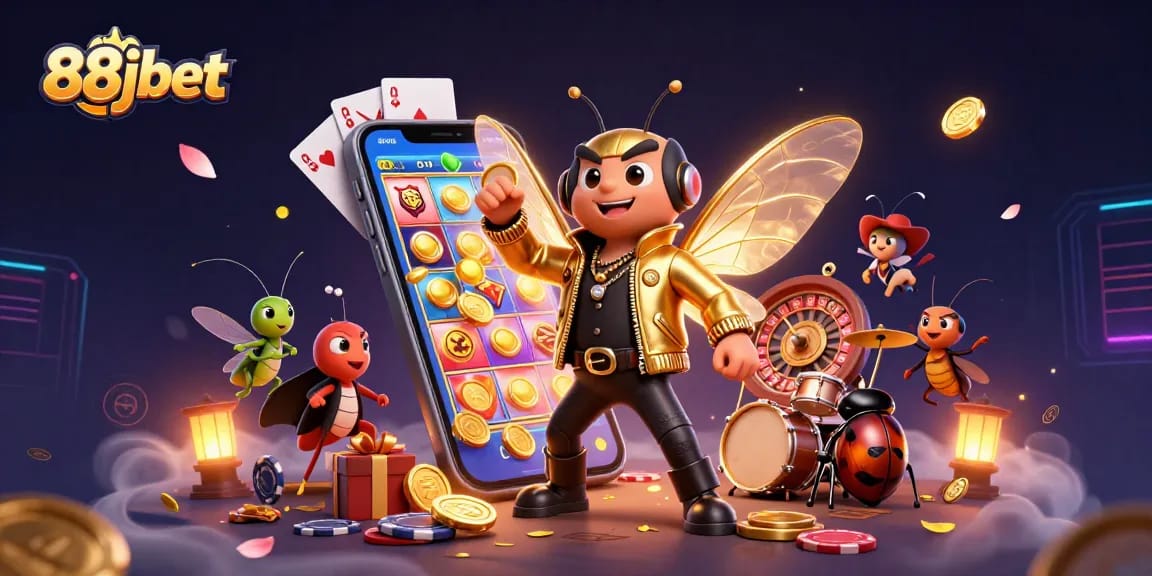 Immerse in 88jbet's vibrant casino experience as our cicada rock star leads the game.