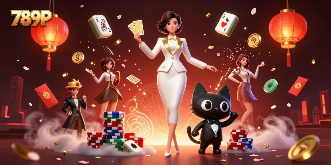 Engage with thrilling 789P gameplay featuring a glamorous dealer and dynamic casino elements.