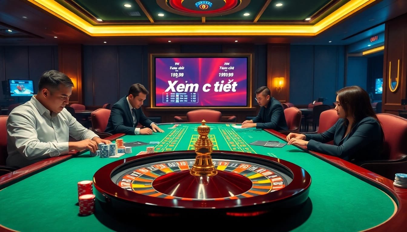 Xem chi tiết high-stakes gambling scene with casino table, chips, and cards