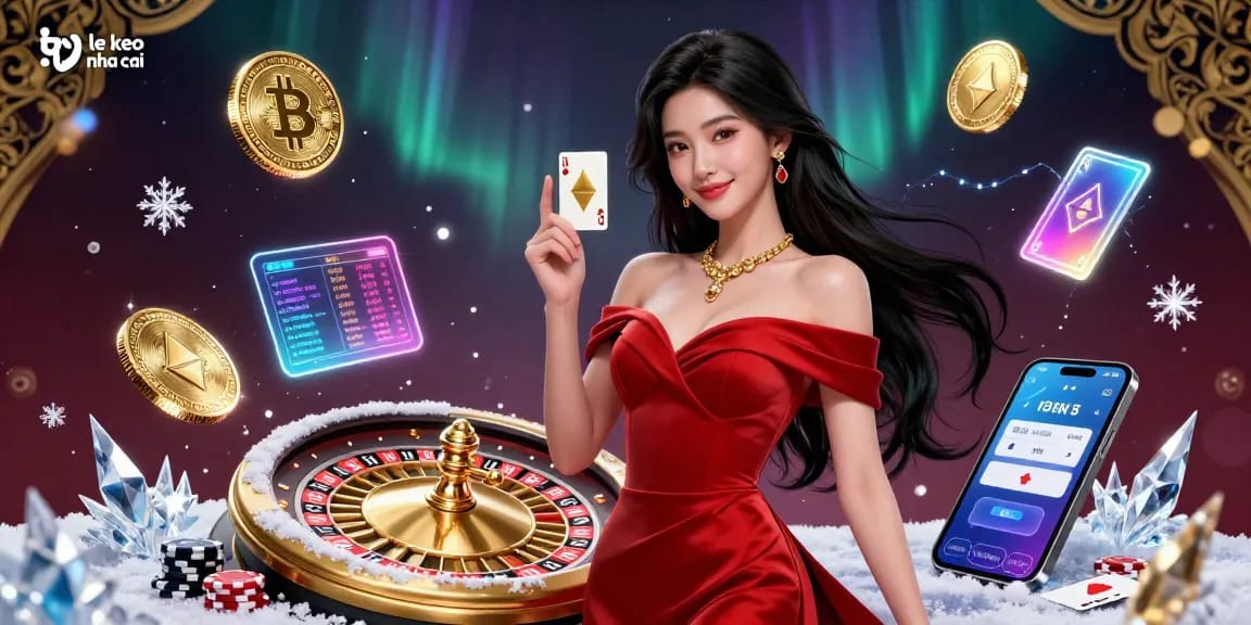 Experience ty le keo nha cai with a confident dealer showcasing her skills against the backdrop of a luxurious casino.