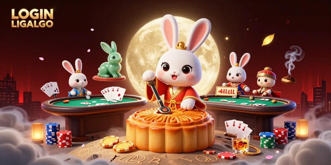 Engage with LOGIN LIGALGO as a moon rabbit reveals poker chips from mooncakes.
