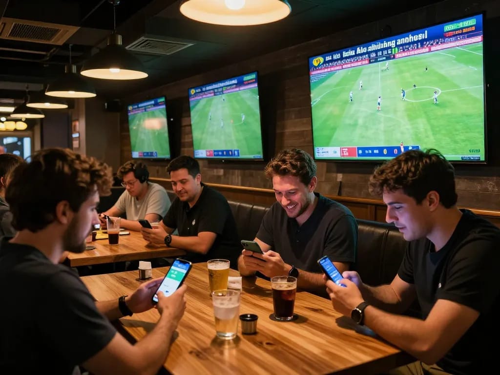 Bongdalu ngoại hạng anh live betting excitement in a lively sports bar setting