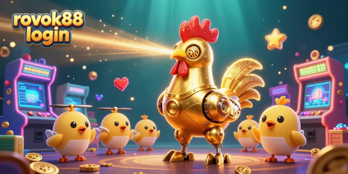 Engage with rokok88 login to experience a vibrant gaming adventure filled with golden patterns and animated characters.