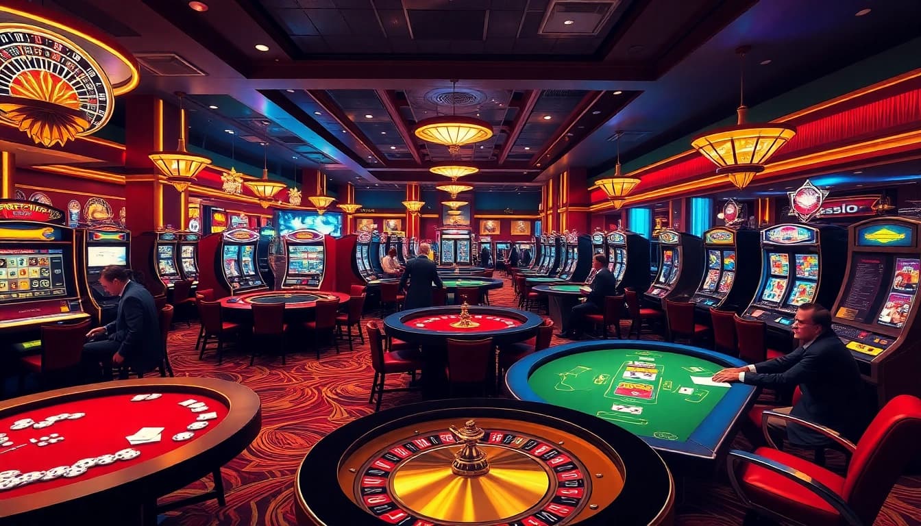 Experience thrilling gambling action with https://c168seo.com/ showcasing vibrant casino tables and slot machines.