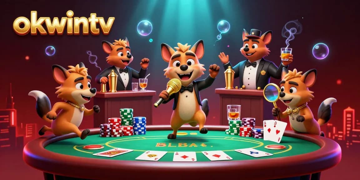 okwintv hyenas entertain in a vibrant casino scene, showcasing poker excitement and comedy.
