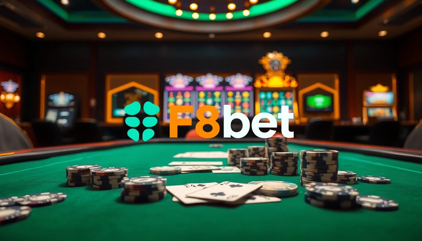 F8bet dental offers exciting poker gameplay with vibrant chips and cards on a luxurious table.