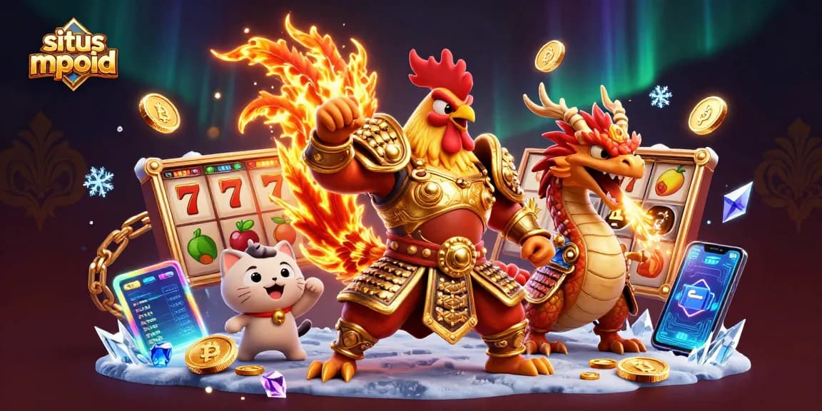 Engage with situs mpoid as a powerful rooster warrior and dragon hatchling celebrate jackpot wins.
