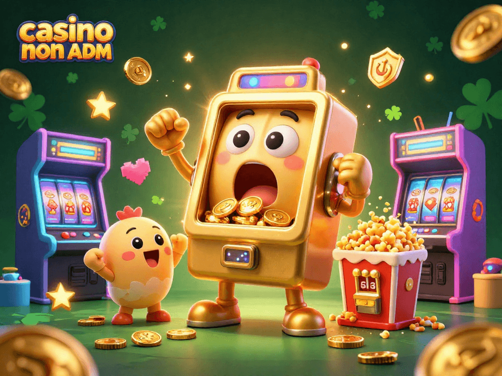 Festa di successi al casinò non ADM con slot machine dorate e un'atmosfera vivace.