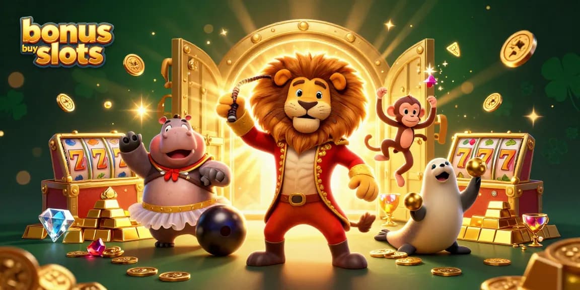 Experience the thrill of bonus buy slots with vibrant characters and rich casino elements.