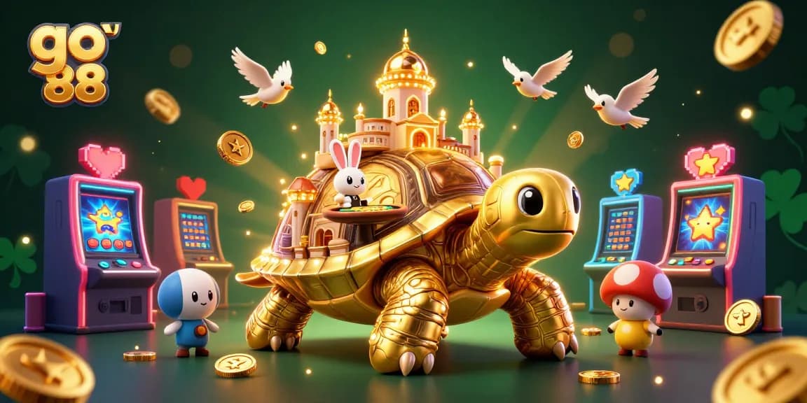 Play thrilling games at go 88 with vibrant 3D casino graphics featuring a lively golden tortoise casino.