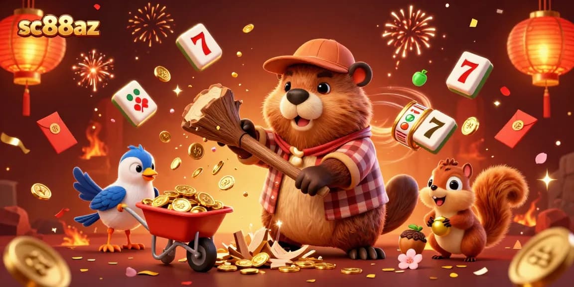 Engage with sc88az while enjoying a vibrant casino experience with our lucky beaver, coins, and festive elements.