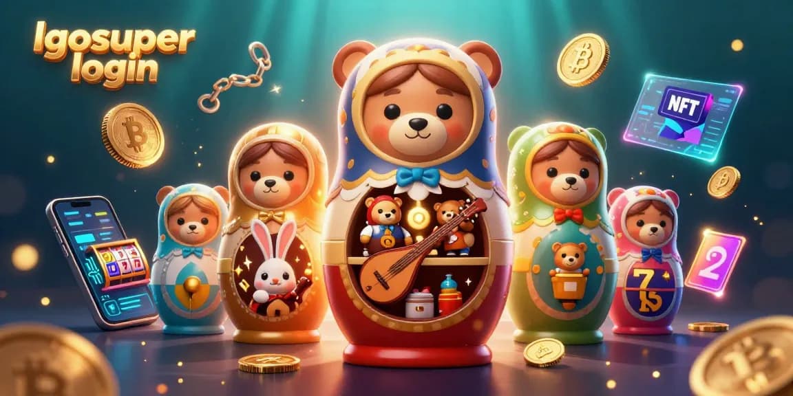 Experience thrilling lgosuper login with 3D casino characters and crypto elements in a vibrant illustration.