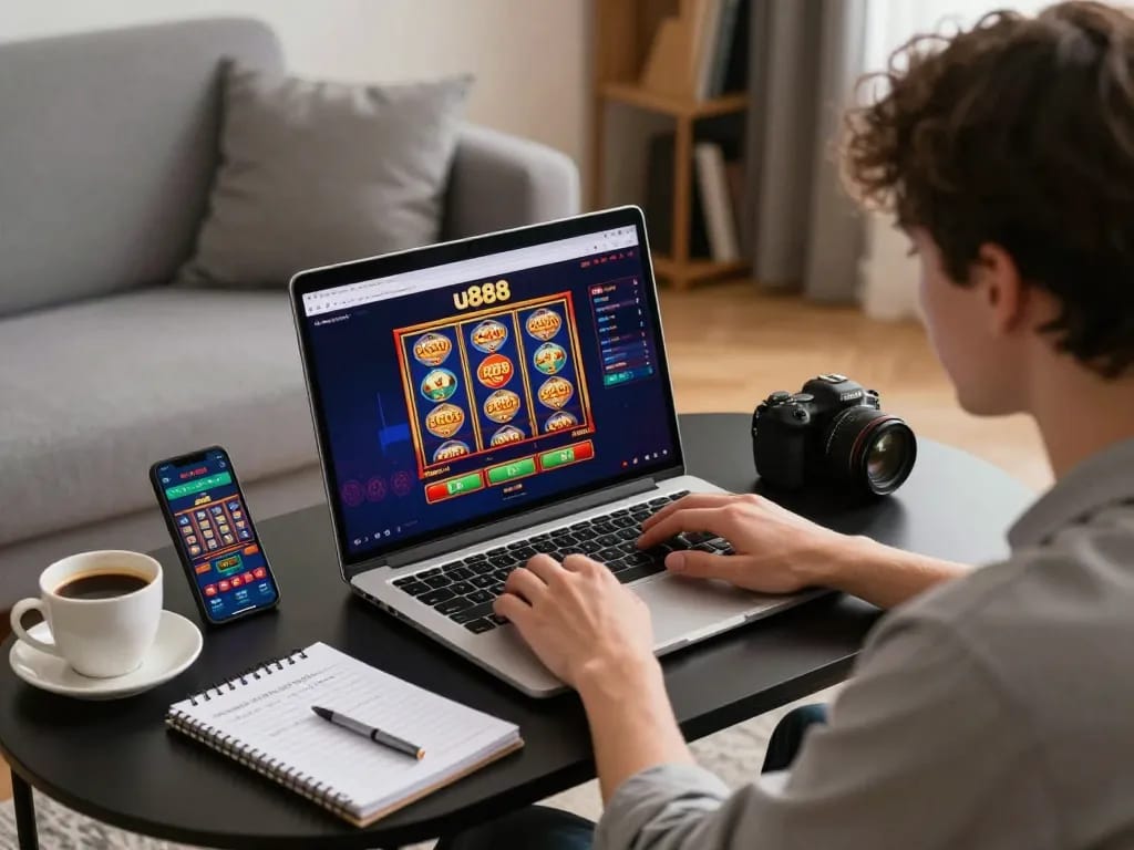Engaging online gaming experience at u888 with lively desktop setup and strategic planning.