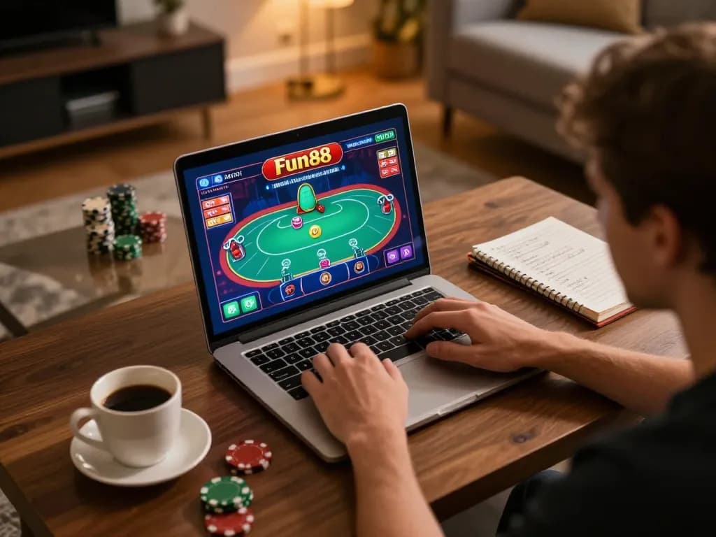 Fun88 players strategizing their online gaming experience from home.