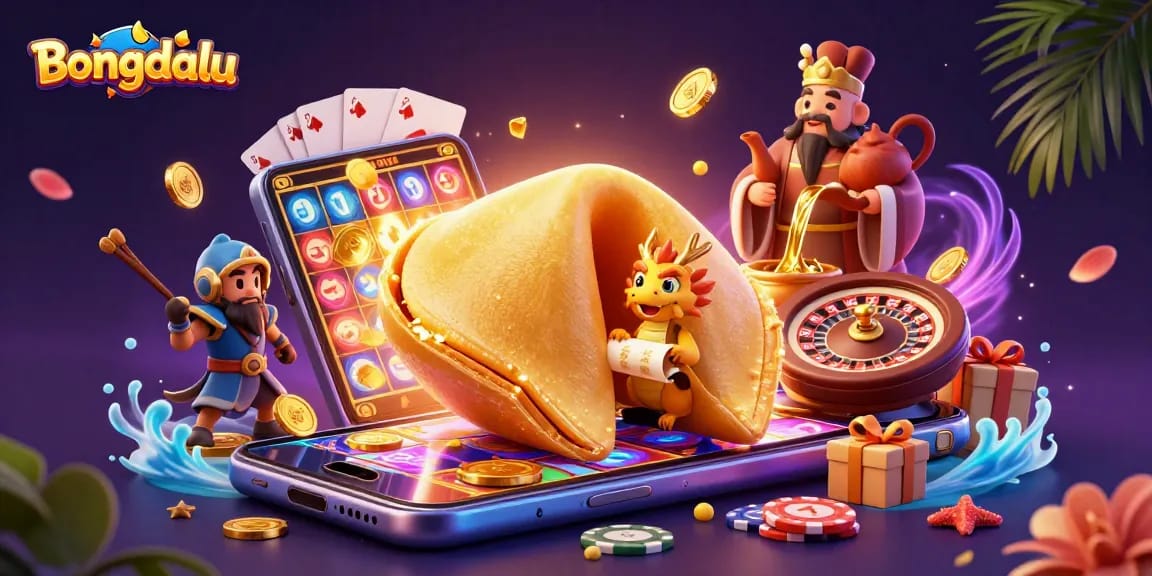 Bongdalu celebrates gaming victories with a vibrant, dynamic casino scene featuring lively characters and exciting game elements.