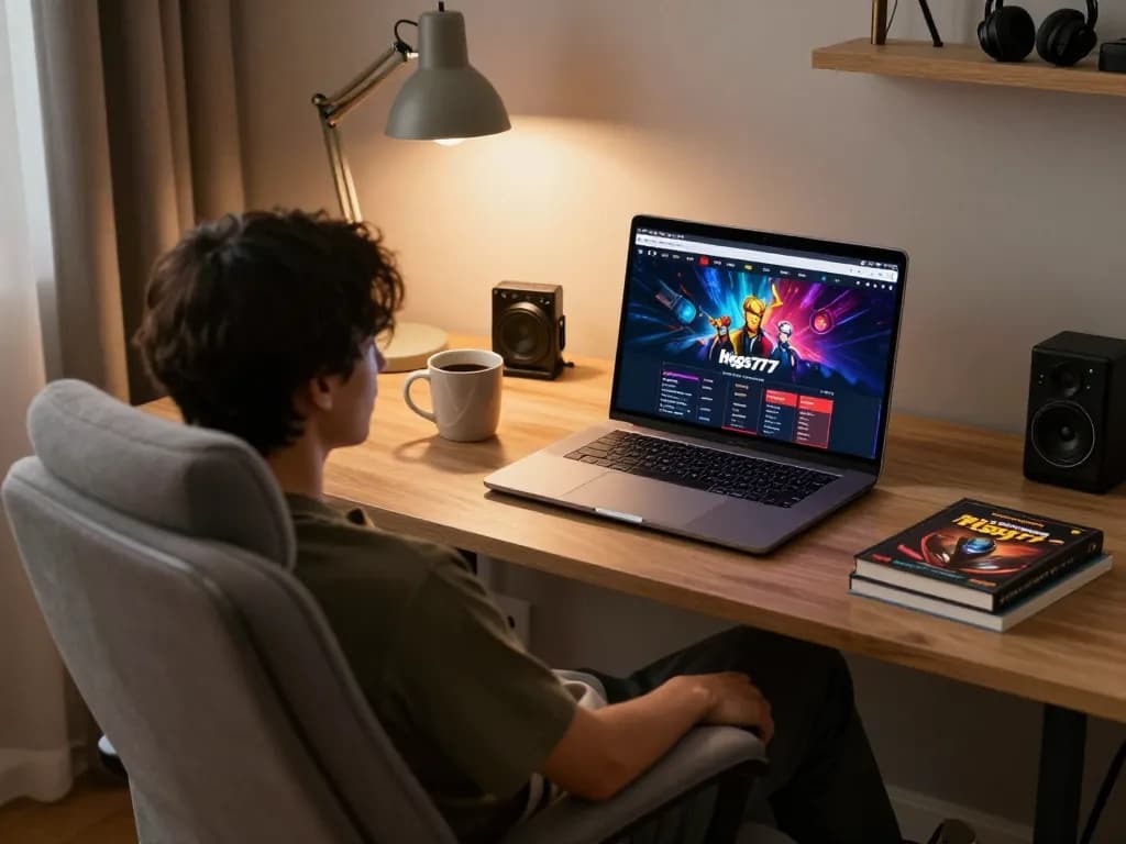 Pengalaman bermain game online yang menarik dengan higgs777 di laptop, menampilkan gameplay strategis.