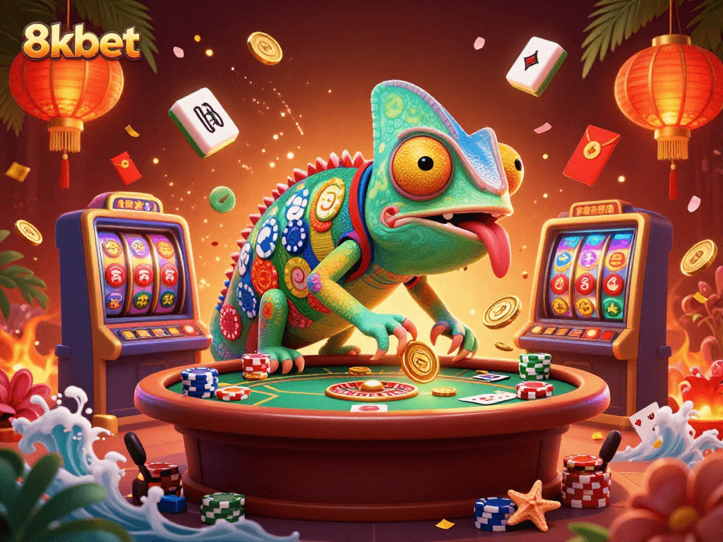 Play slots and enjoy casino games at 8xbet with vibrant 3D visuals and colorful characters!