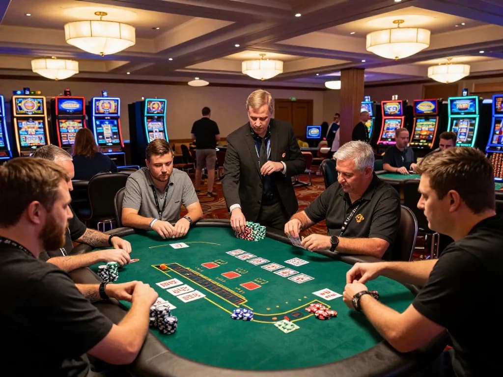 Players strategizing at blackjack tables in dynamic nightlife casino with TR88 ambiance.