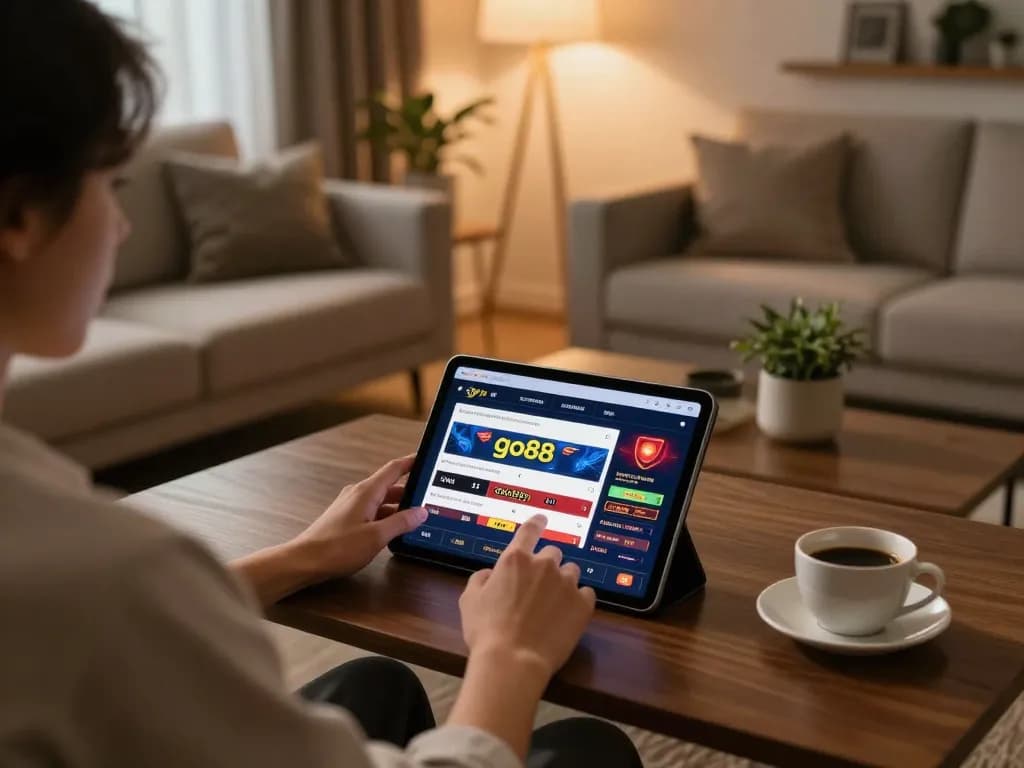 Player enjoying online gambling on go88 from a cozy home setting.
