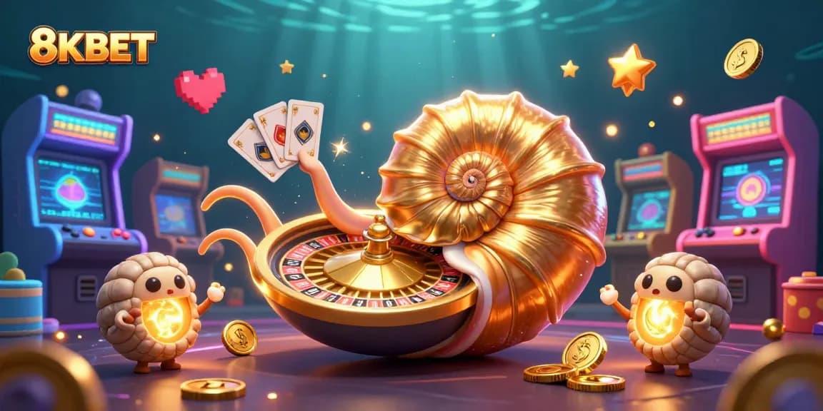 Experience the thrill of 8KBET with vibrant 3D casino-themed images showcasing colorful gambling elements.