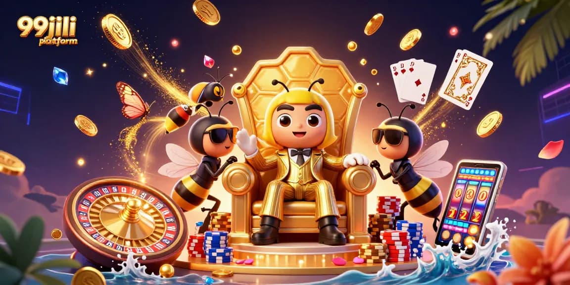 Win big on the 99jili platform with vibrant casino elements and animated game characters.
